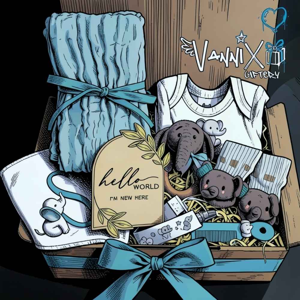 baby blue elephant gift box vannix giftery animation