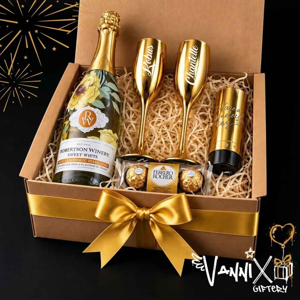 golden popper celebrataion gift box with personalisation vannix giftery