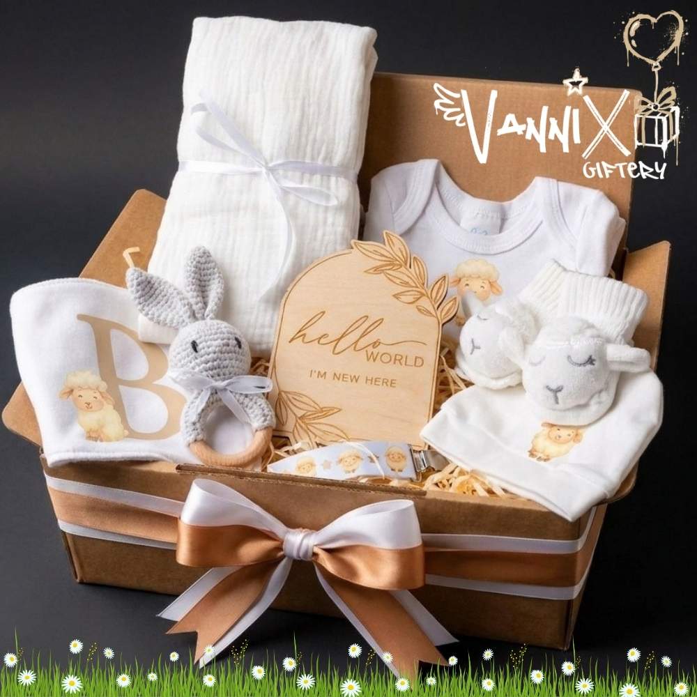 neutral white little lamb baby box vannix giftery