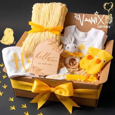 yellow baby chicken gift box