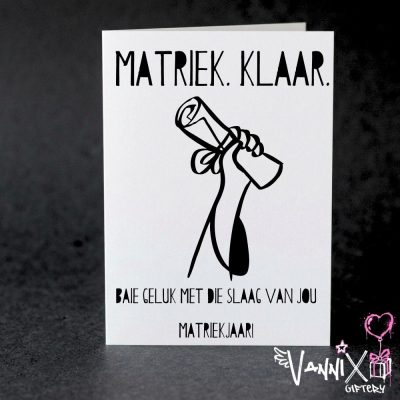 matriek geluk wense kaartjie vannix giftery